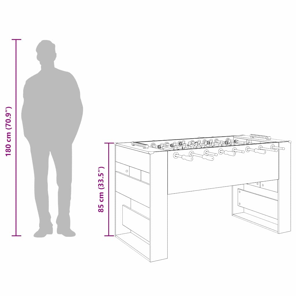 Honkbaltafel Zwarte Eik 146,5 x 74 x 85 cm Bewerkt hout