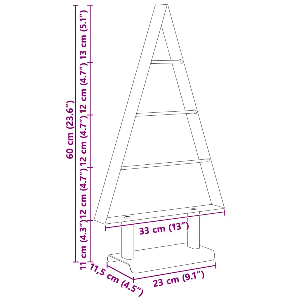 Metalen kerstboom met standaard Zwart 60 cm Staal