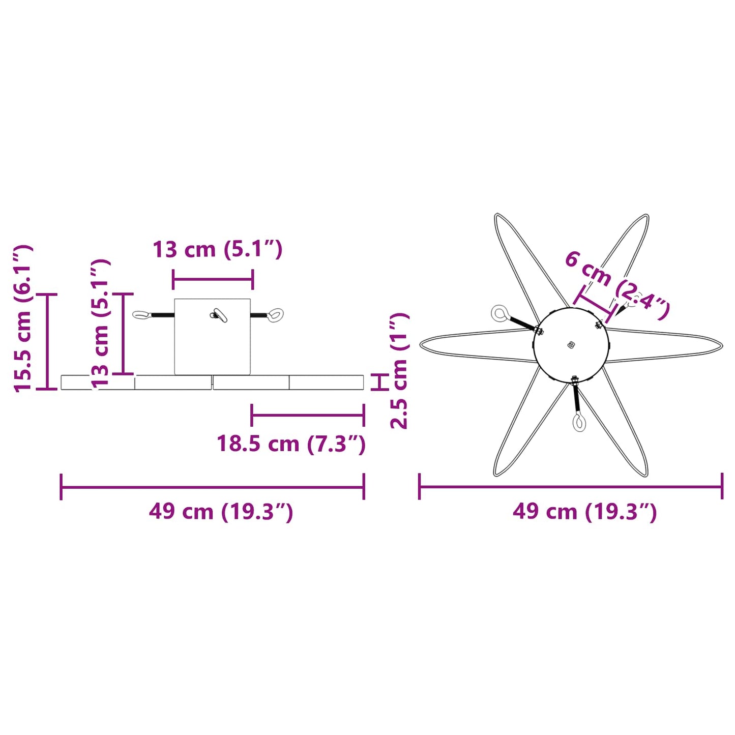 Kerstboomstandaard 1.73 Rood 49 x 49 x 15,5 cm Staal