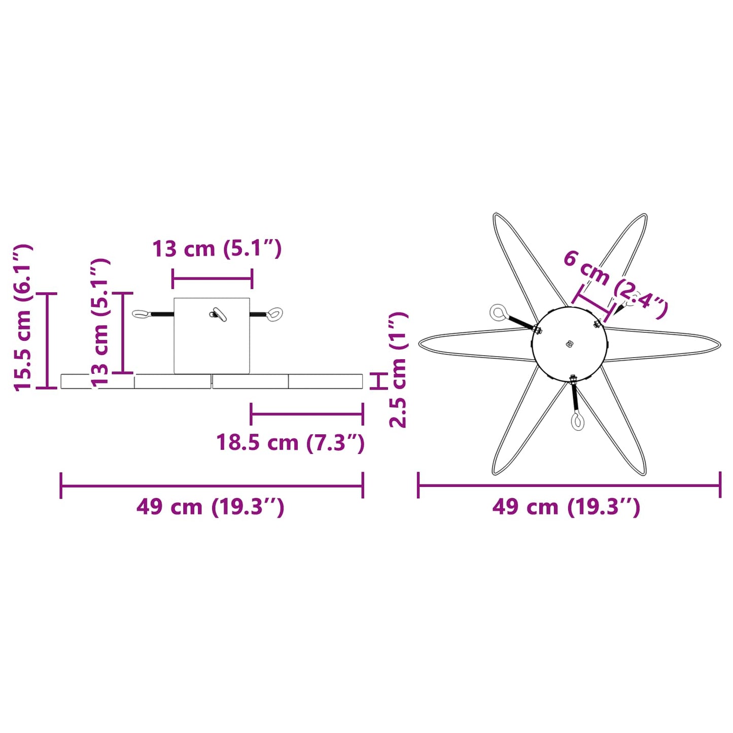 Kerstboomstandaard 1.73 Wit 49 x 49 x 15,5 cm Staal
