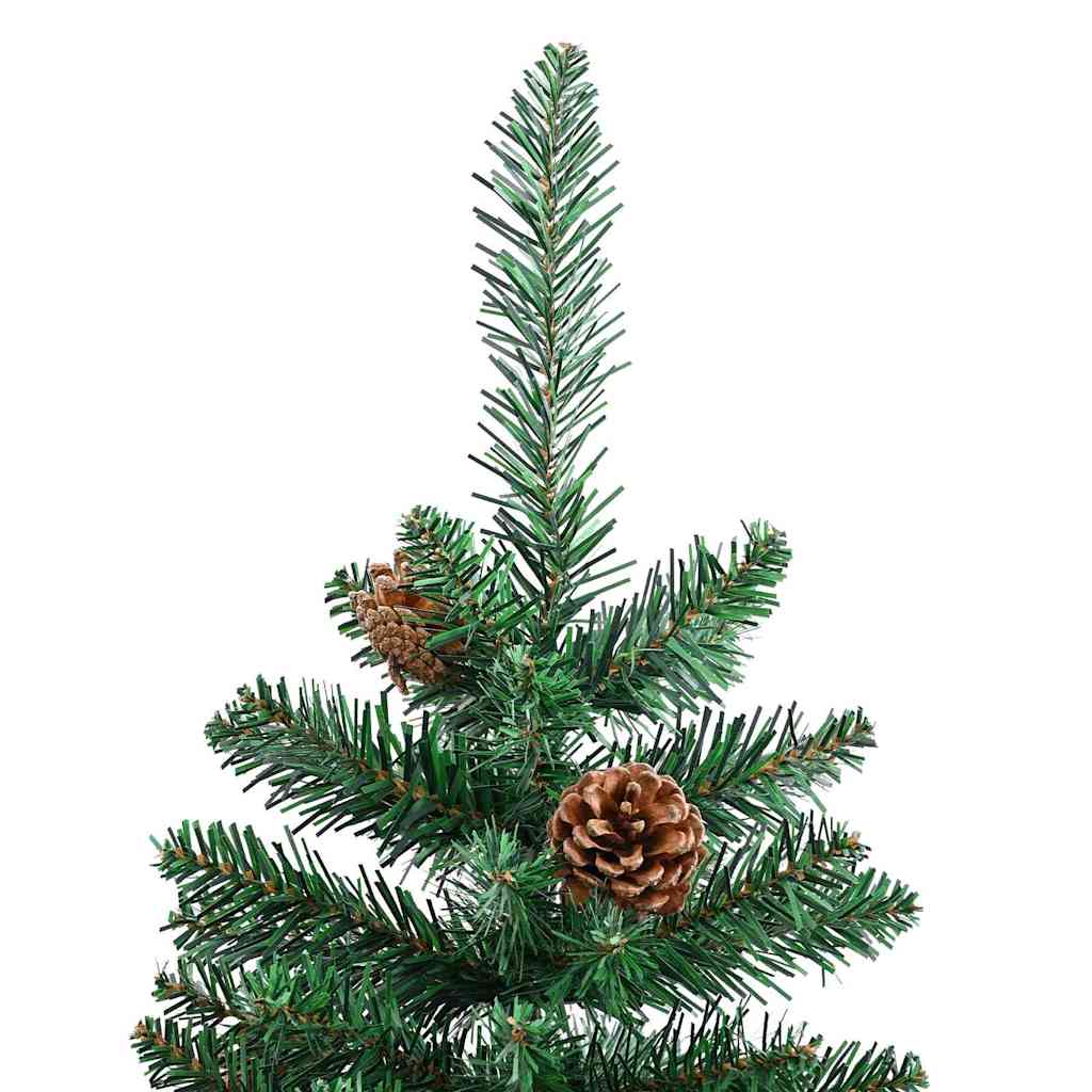 Slanke Kerstboom Groen 210 cm PVC en massief dennenhout