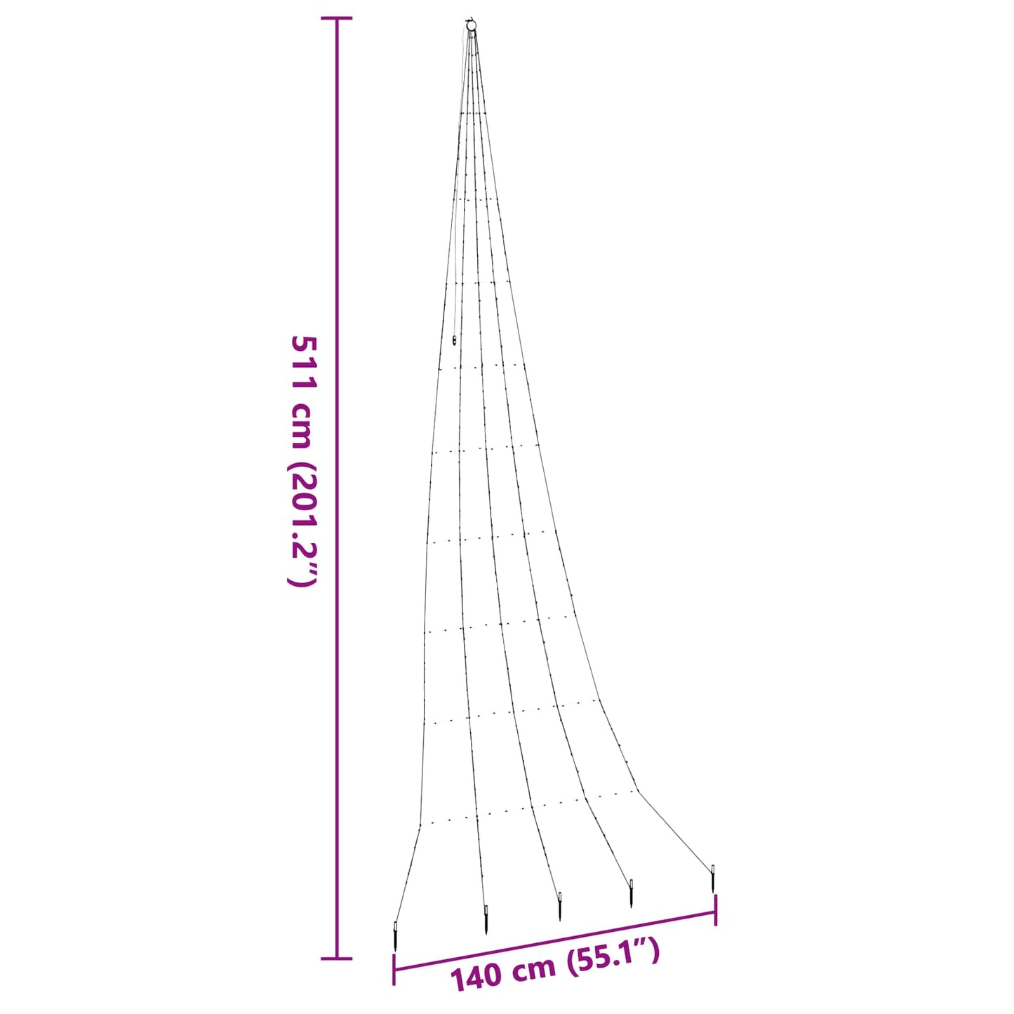 LED Kerstboom met Grondspiesjes Koudwit 511 cm Metaal