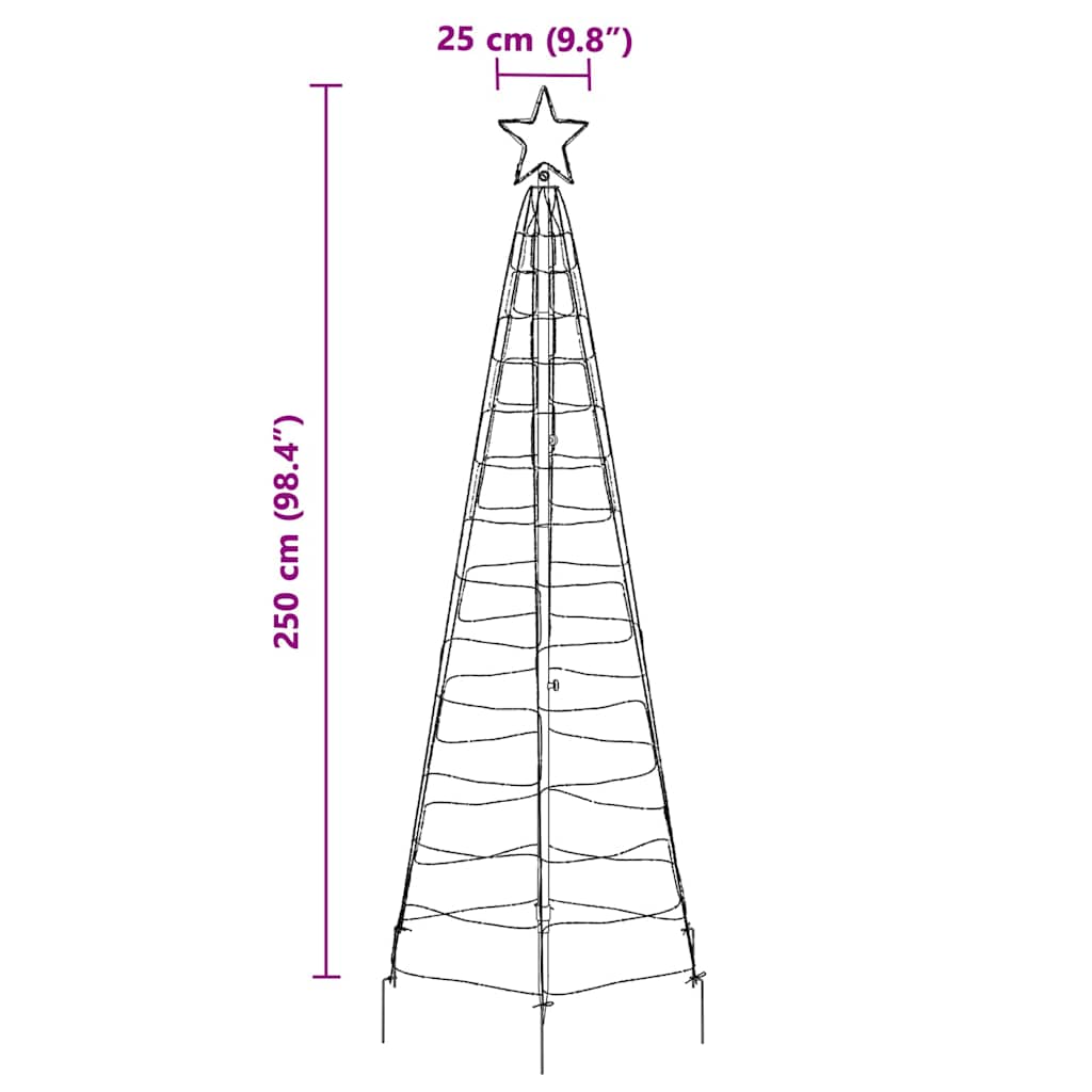 LED Kerstboom met Grondspiesjes Koudwit 250 cm IJzer