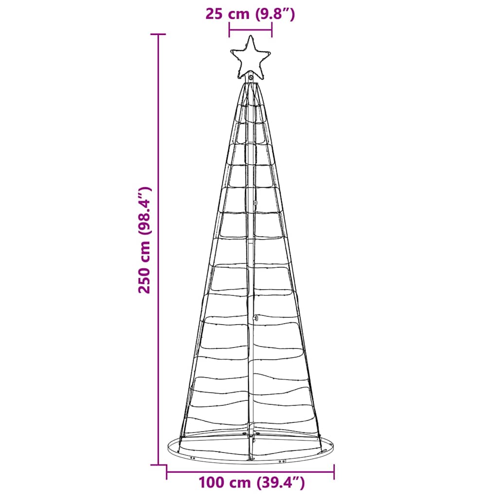 LED Kerstboom met 390 LED met grondpennen Warmwit 250 cm IJzer