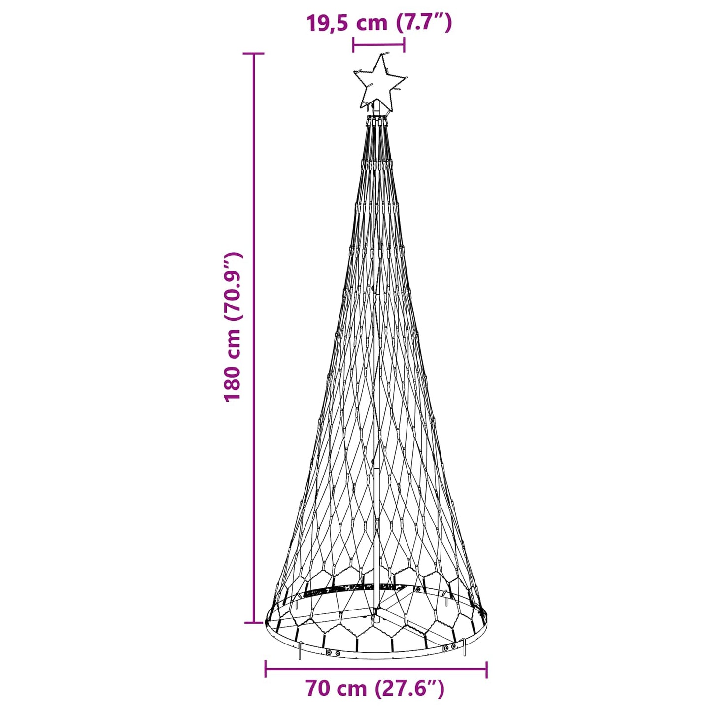 LED Kerstboom met 230 LED Multikleur 184.5 cm Metaal