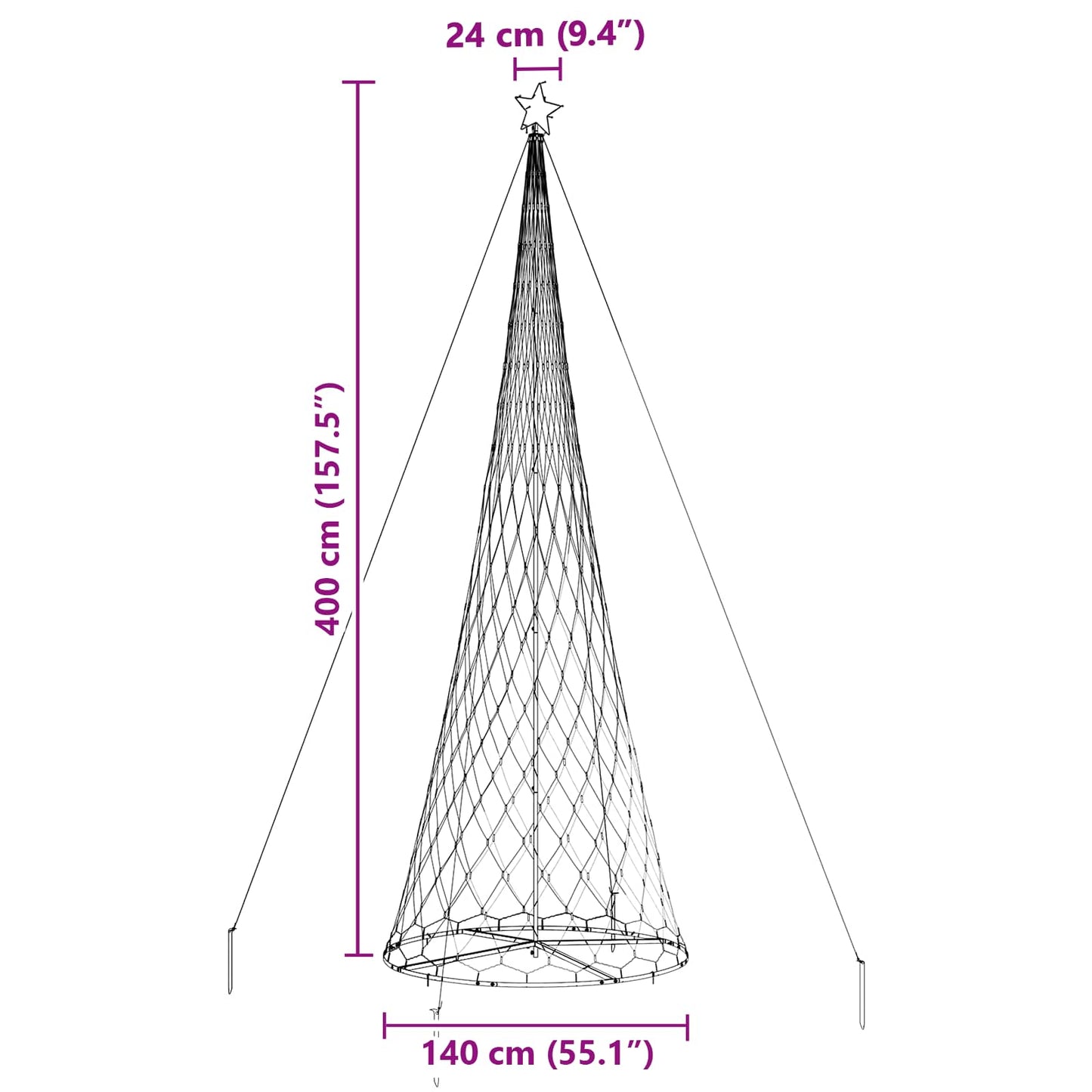 LED Kerstboom met 455 LED met standaard Koudwit 184.5 cm Metaal