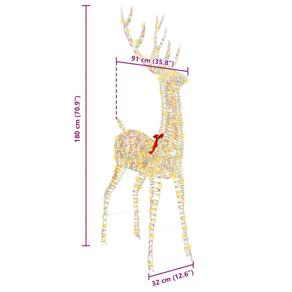 3D Rendier met 250 LED Warmwit 91 x 32 x 180 cm PET