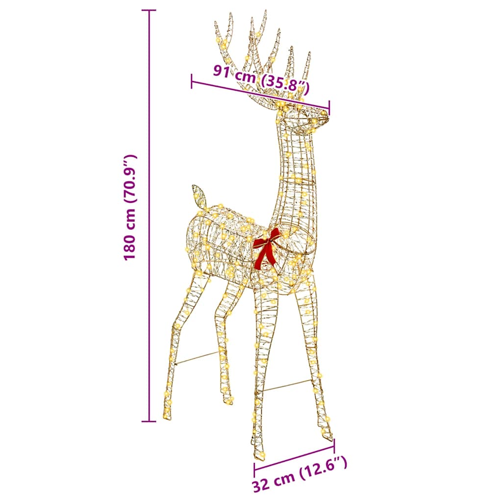 3D Rendier met 250 LED Warmwit 180 cm PET
