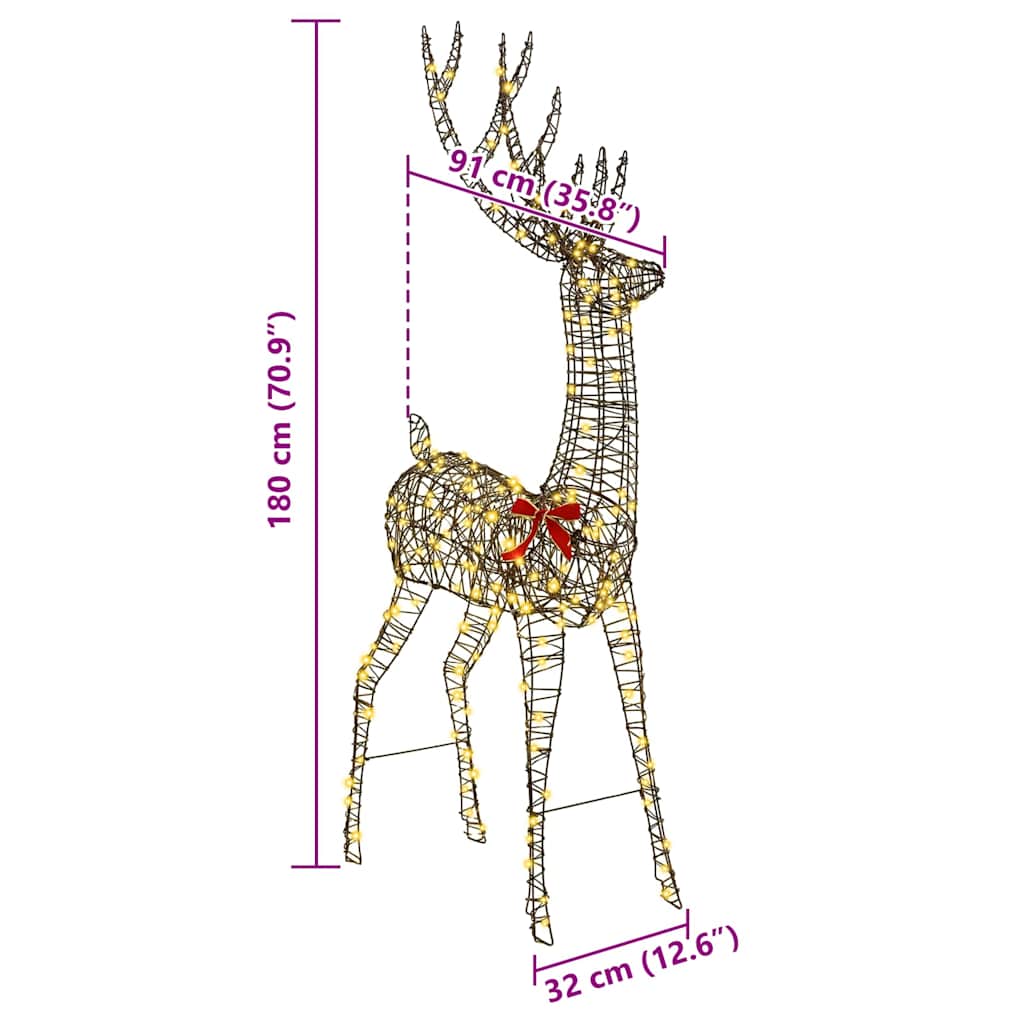 3D Rendier met 250 LED Warmwit 180 cm Rattan