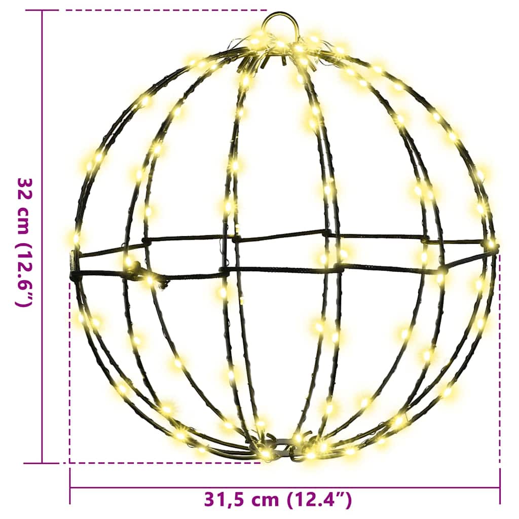 Bal met 96 LED Warmwit 30 cm Metaal