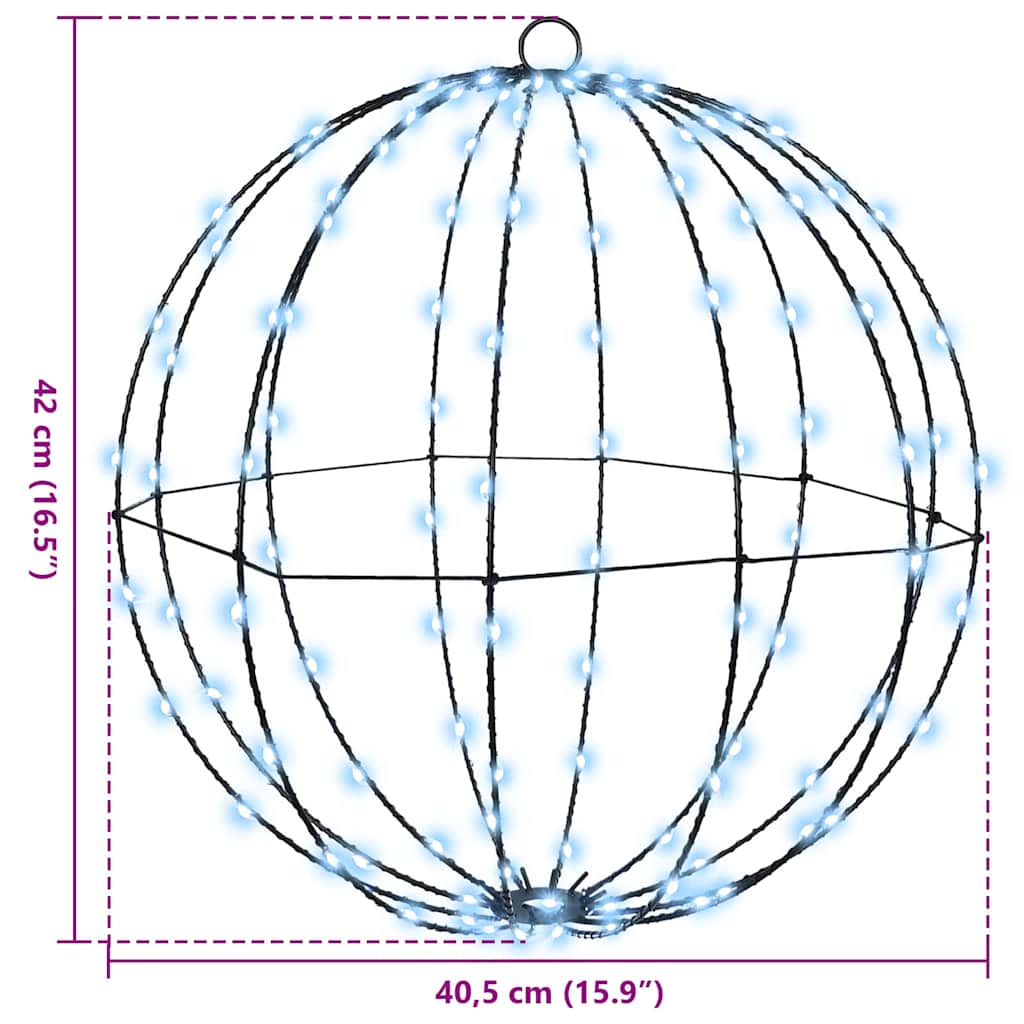 Bal met 192 LED 2 pcs Koudwit 40 cm Metaal