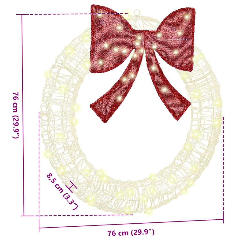 Krans met 60 LED Warmwit 76 x 8.5 x 76 cm Acryl