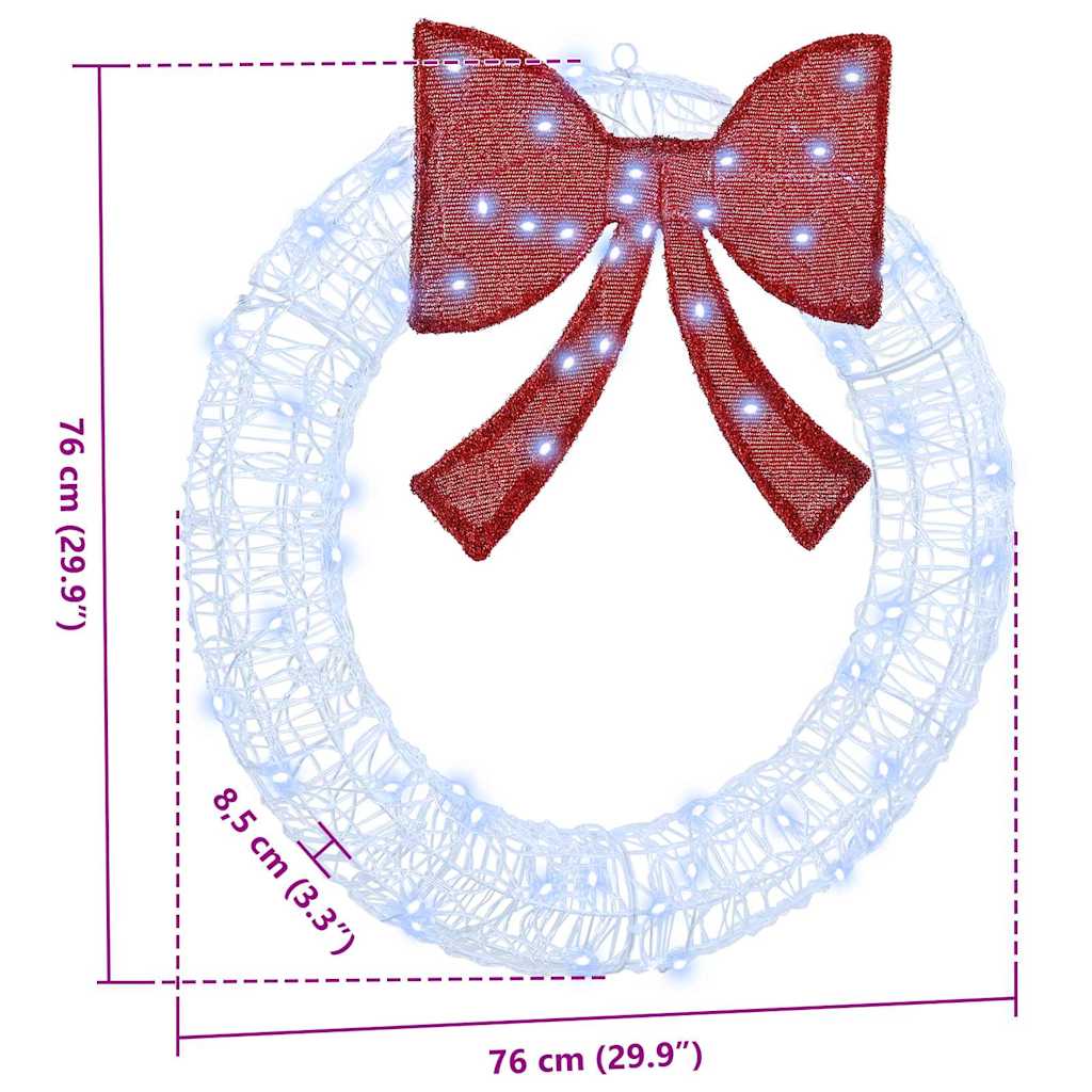 Krans met 60 LED Koudwit 76 x 8.5 x 76 cm Acryl