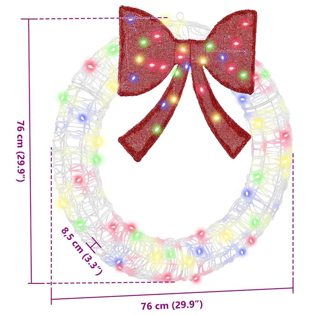 Krans met 60 LED Multikleur 76 x 8.5 x 76 cm Acryl