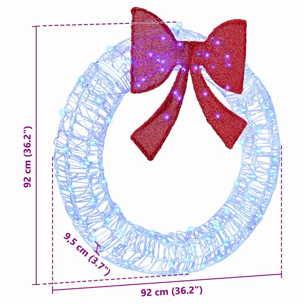 Krans met 80 LED Blauw 92 x 9.5 x 92 cm Acryl