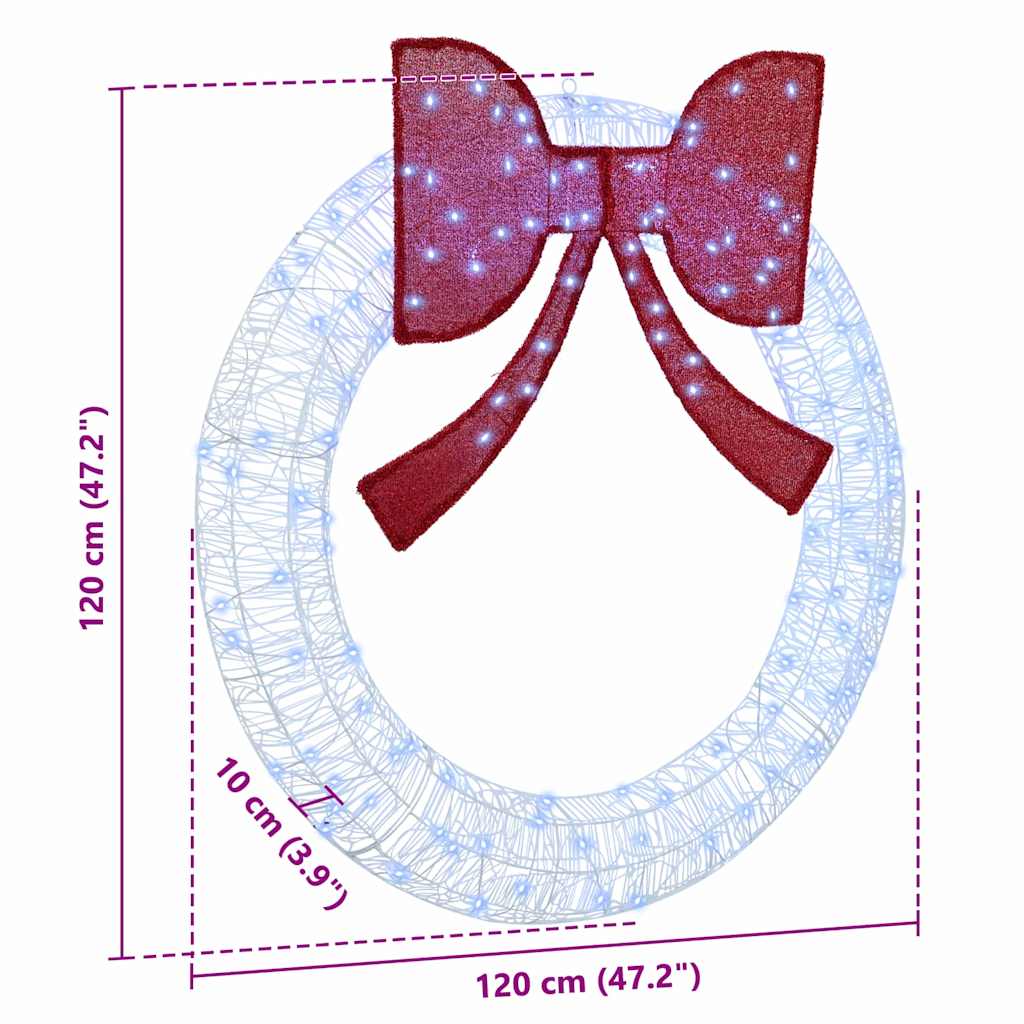 Krans met 150 LED Koudwit 120 cm Acryl