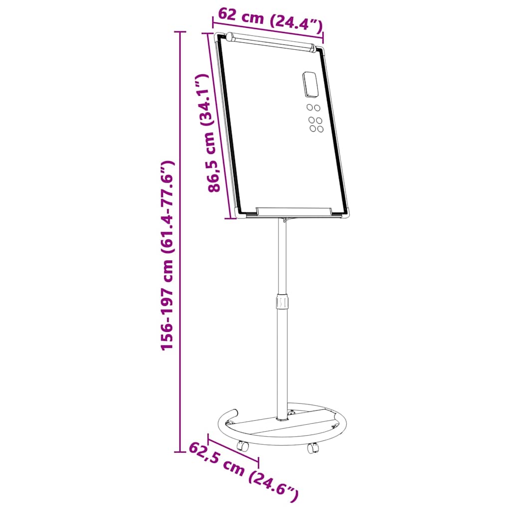 Magnetisch whiteboard Grijs en Wit 62 x 62.5 x 197 cm EPS