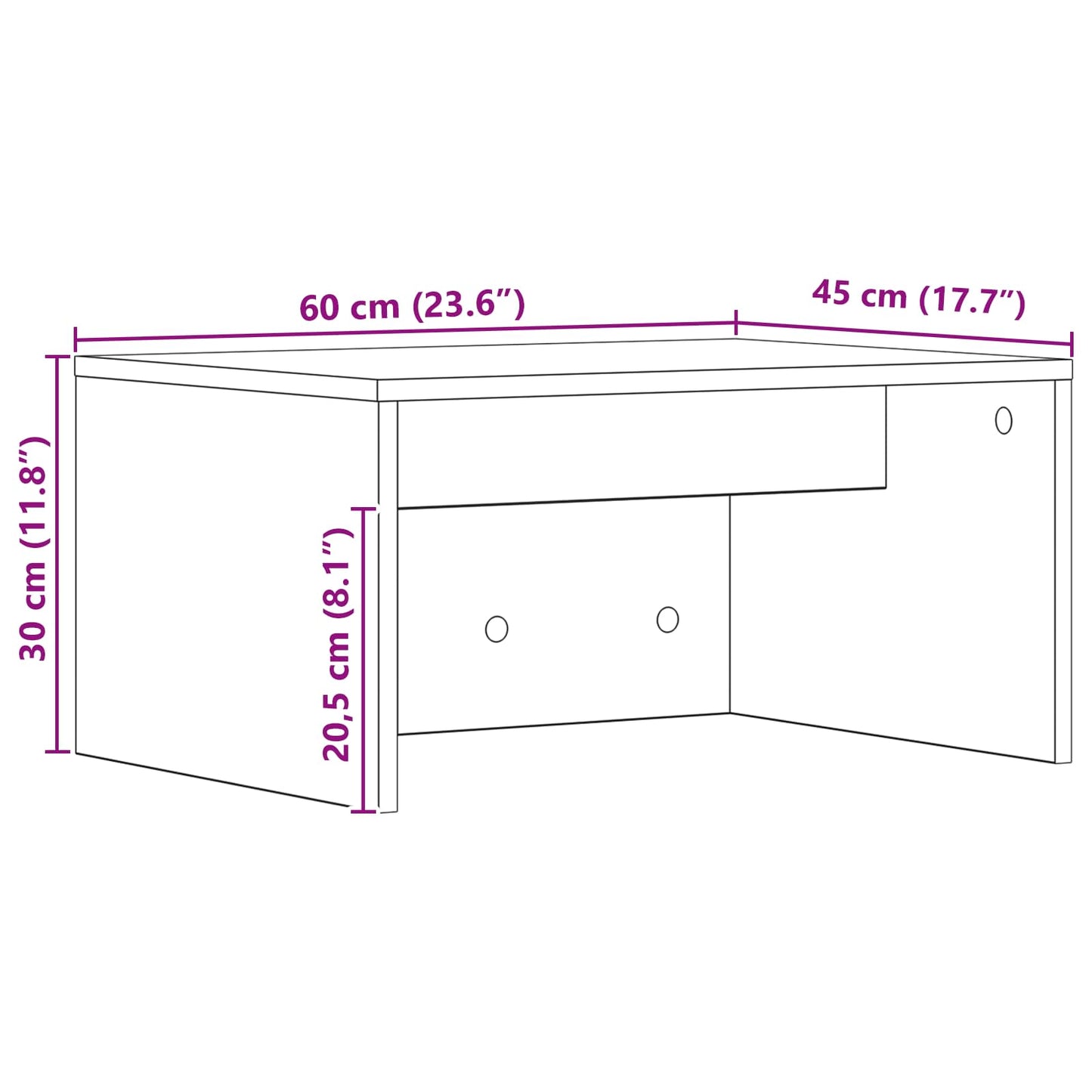 Aan de muur bevestigd bureau Wit 60 x 45 x 30 cm Bewerkt hout
