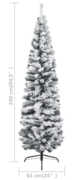 Artificial Christmas tree with snow narrow PVC green