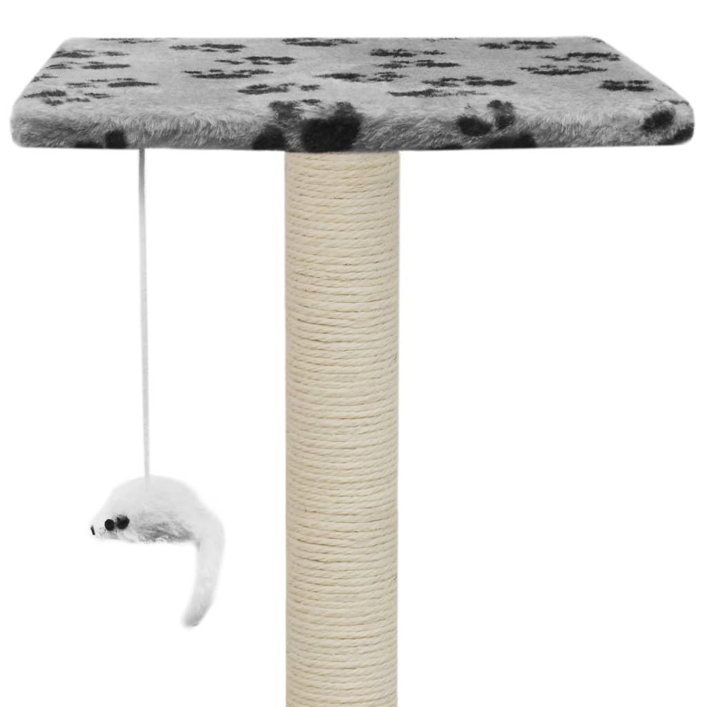 Cat scratching post with sisal scratching posts 95 cm paw prints gray