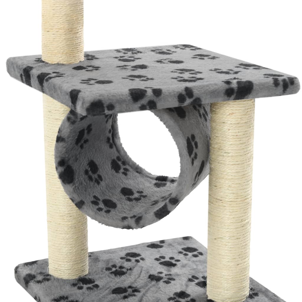 Cat scratching post with sisal scratching posts 65 cm paw prints gray