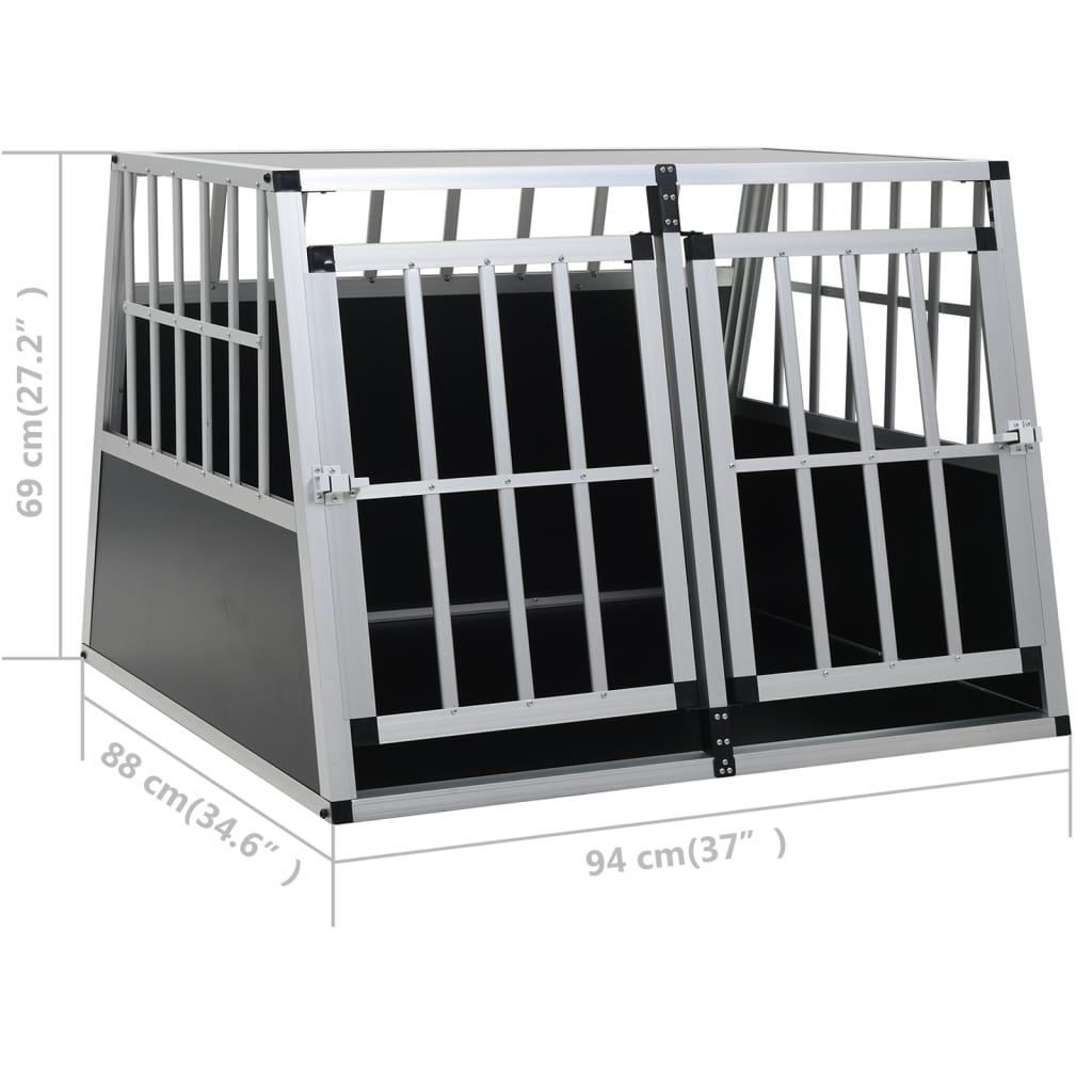 Dog crate with double door 94x88x69 cm
