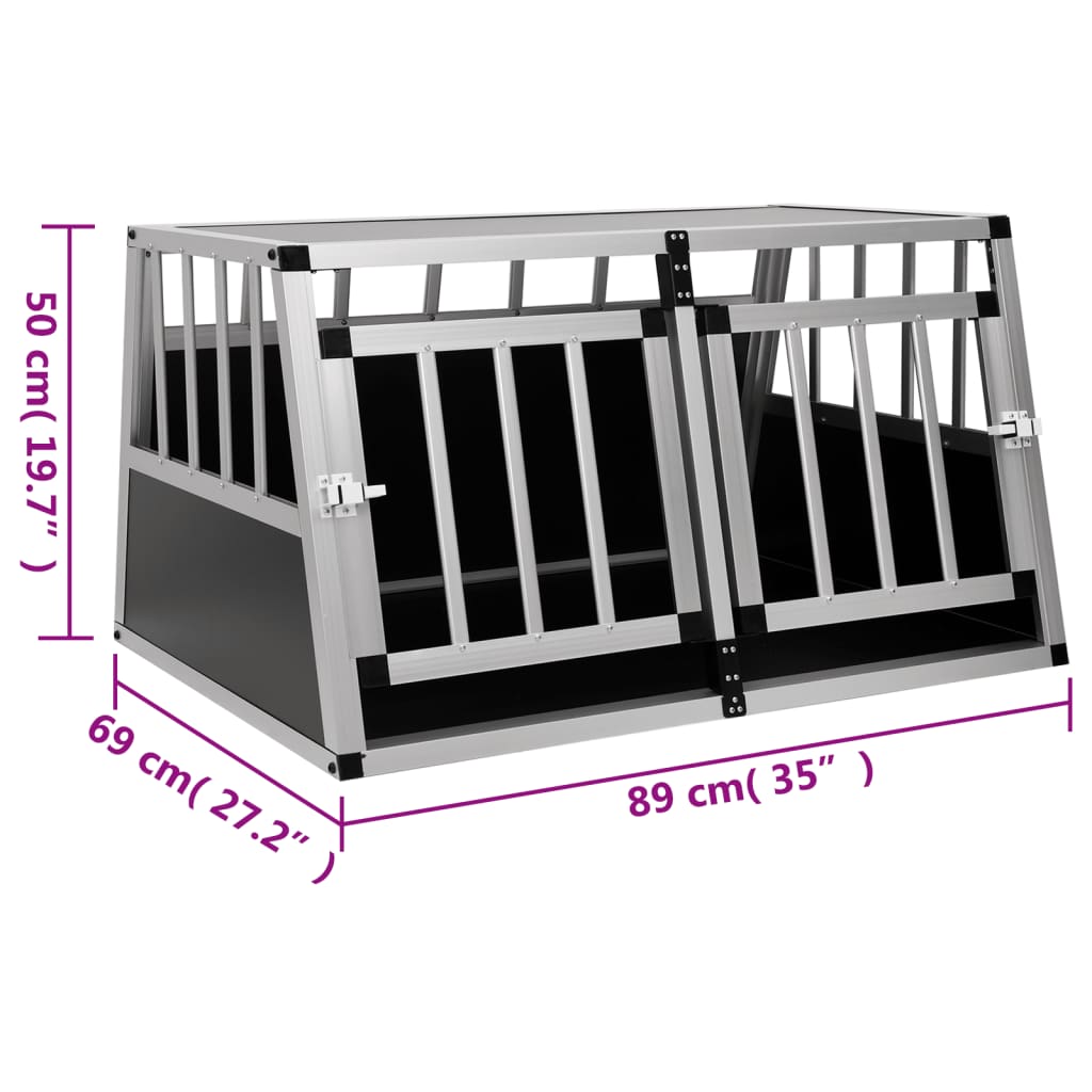 Dog crate with double door 89x69x50 cm