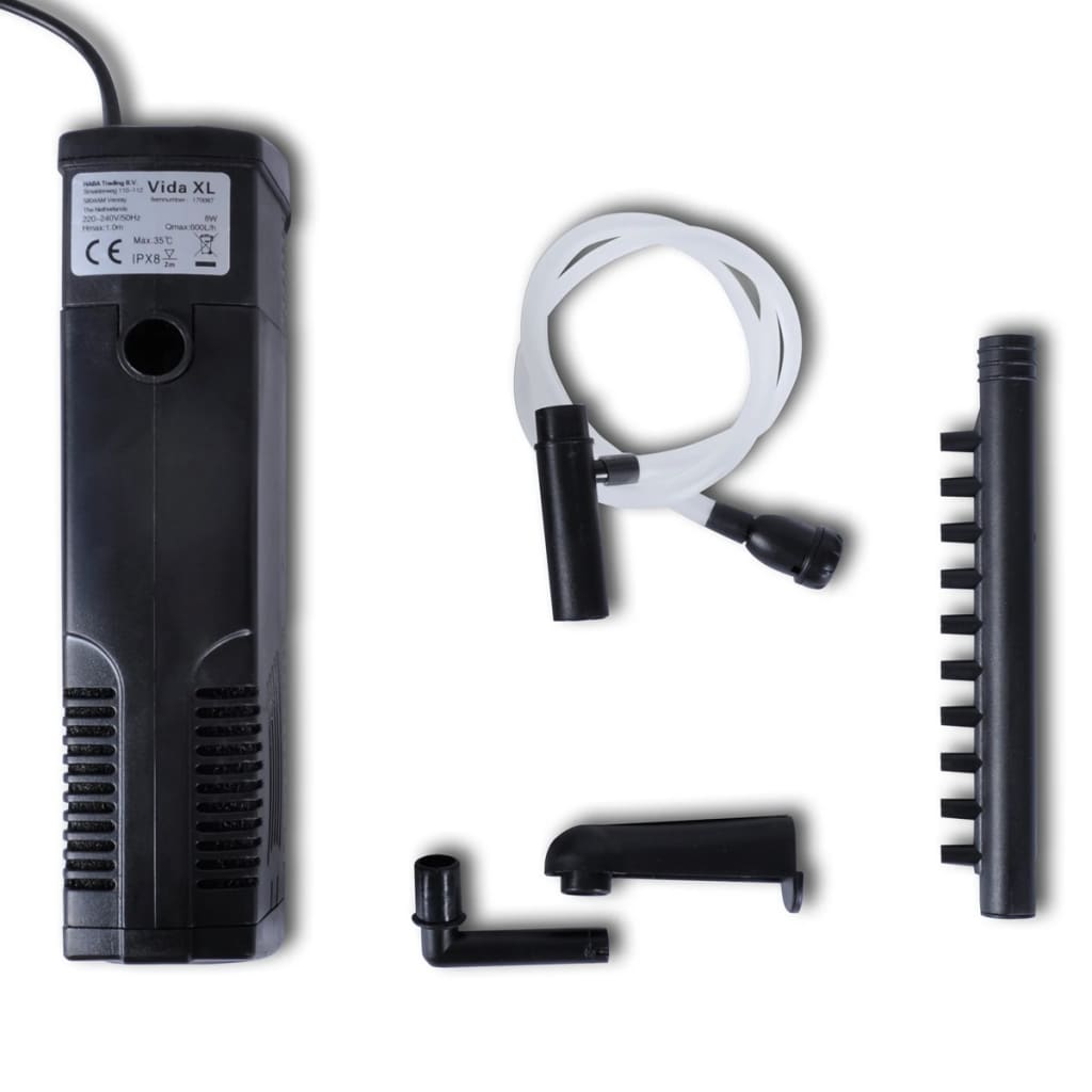 Aquarium filter pump with active carbon 600 L/h