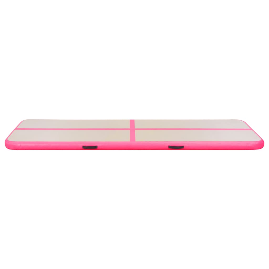 Gymnastiekmat met pomp opblaasbaar 400x100x10 cm PVC roze