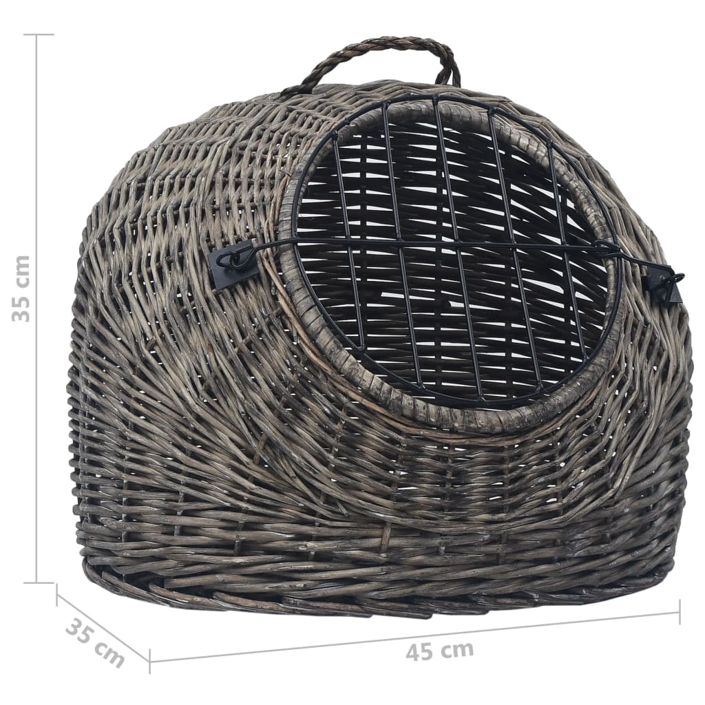 Cat carrier 45x35x35 cm natural willow wood grey