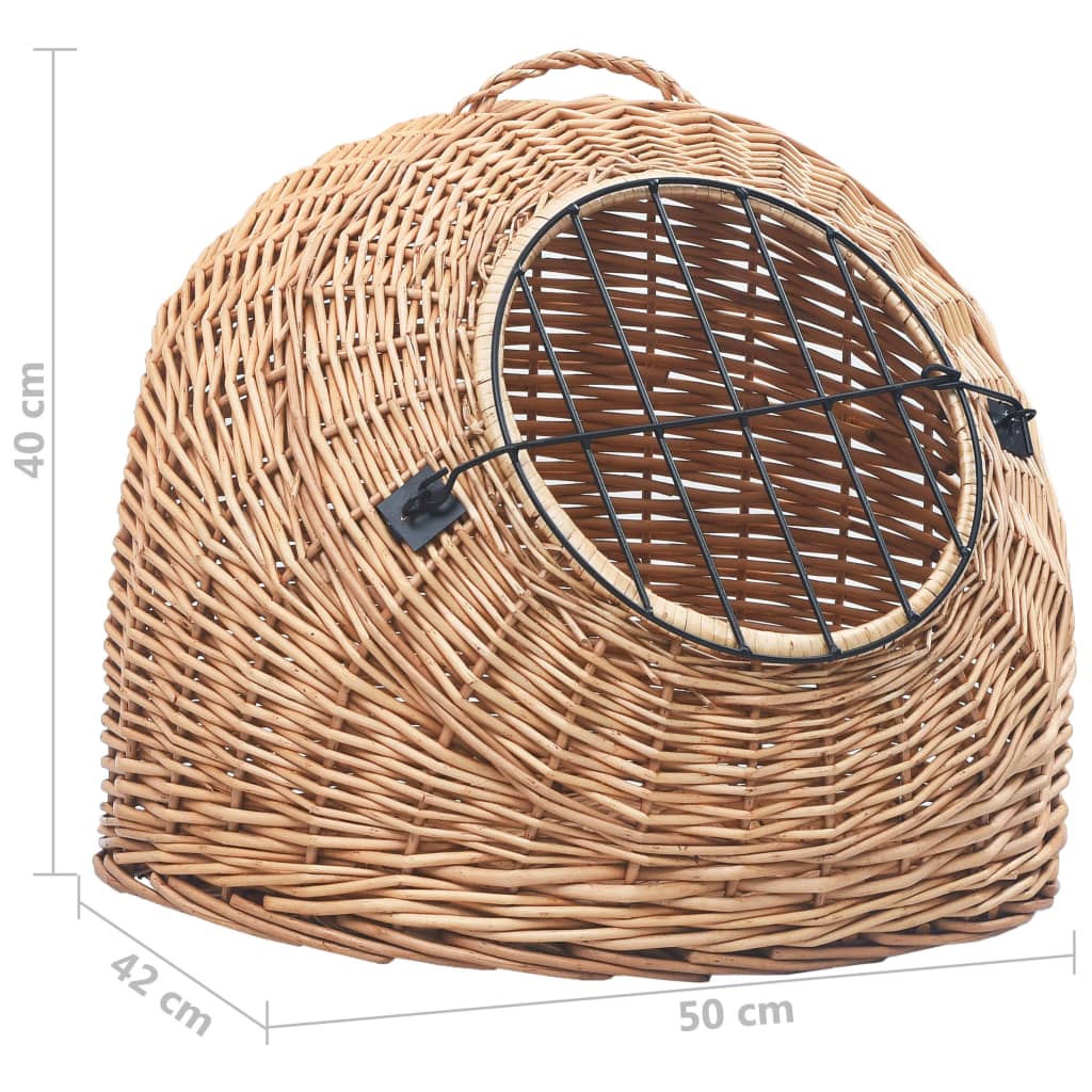 Cat carrier 50x42x40 cm natural willow wood