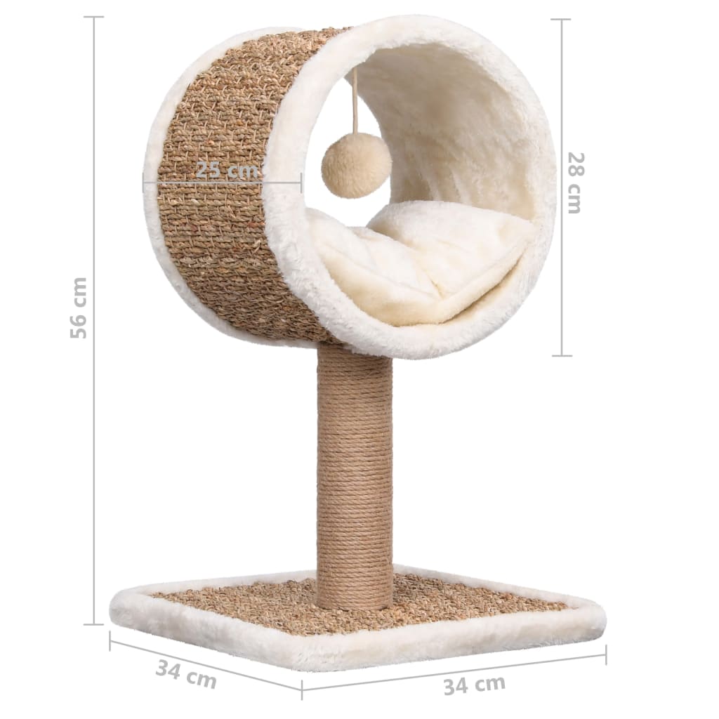 Cat furniture with tunnel and toy 56 cm seagrass