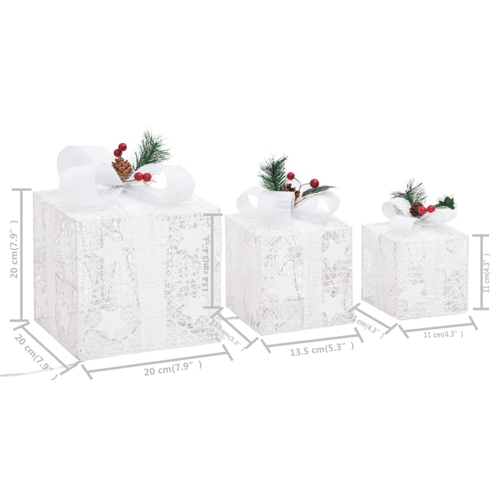 Weihnachtsdeko Geschenkboxen 3er Set Indoor/Outdoor weiß