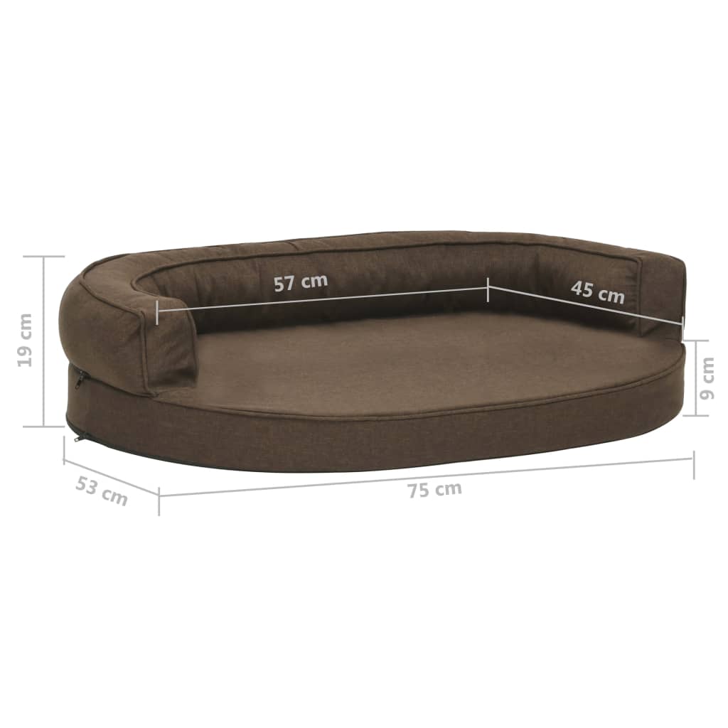 Dog bed ergonomic linen look 75x53 cm brown