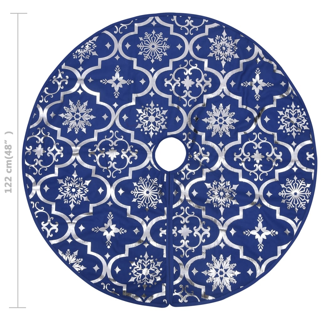 Christmas tree skirt luxury with sock 122 cm fabric blue