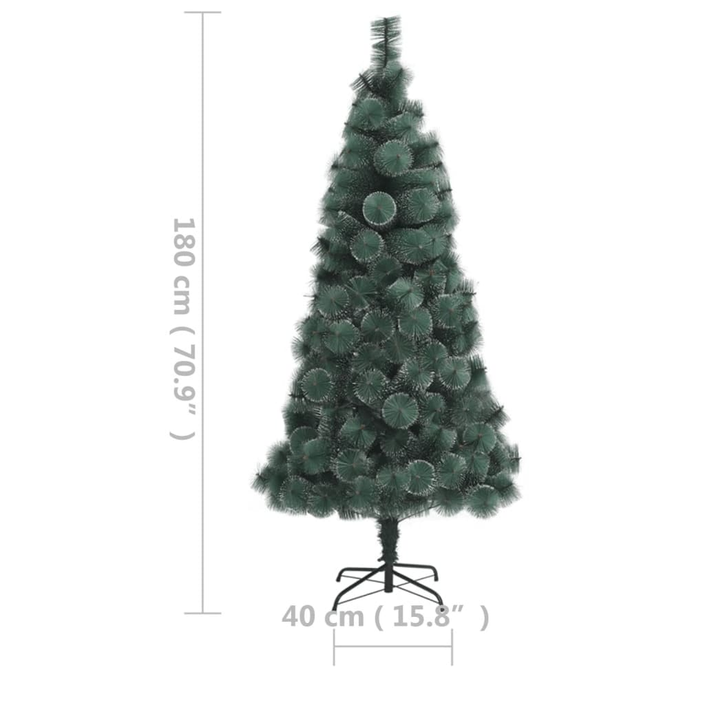 Artificial Christmas tree with lights and stand 180 cm PET green
