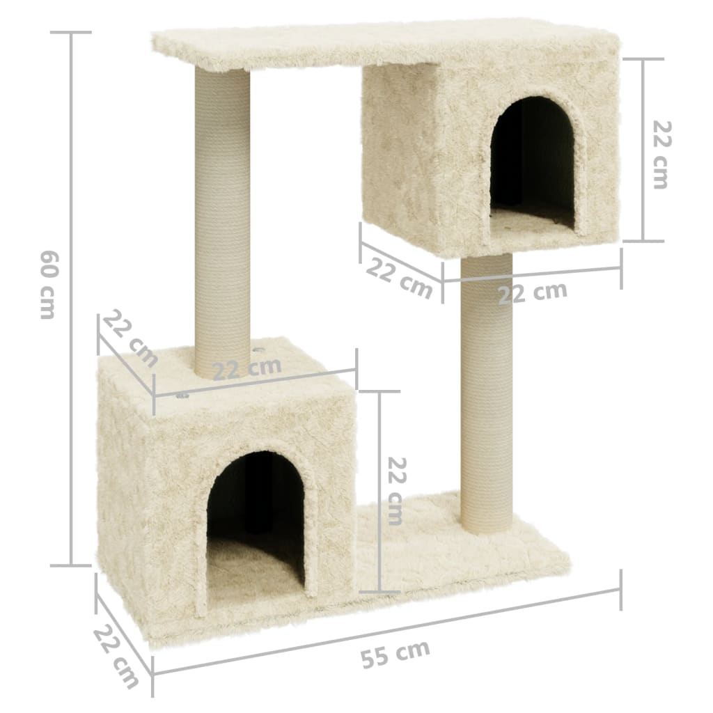 Cat scratching post with sisal scratching posts 60 cm cream-colored