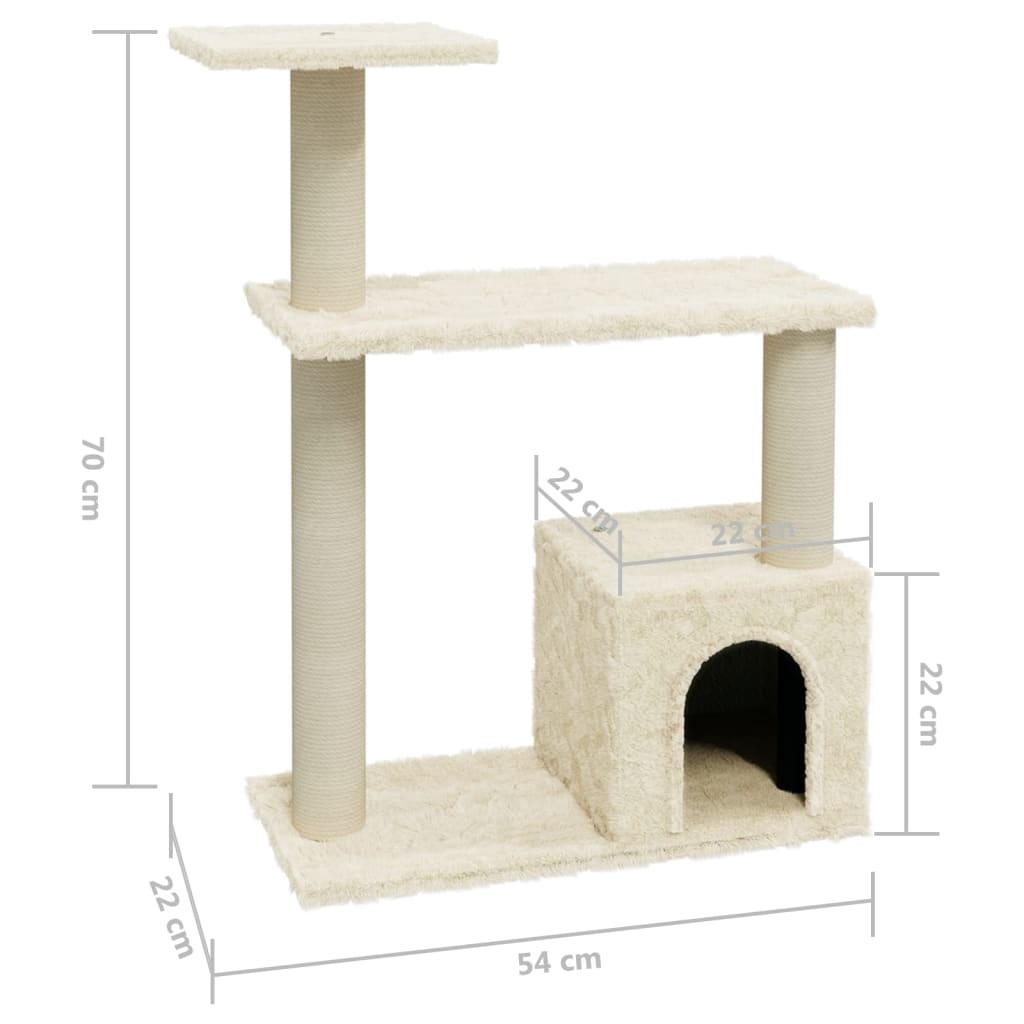 Cat scratching post with sisal scratching posts 70 cm cream-colored