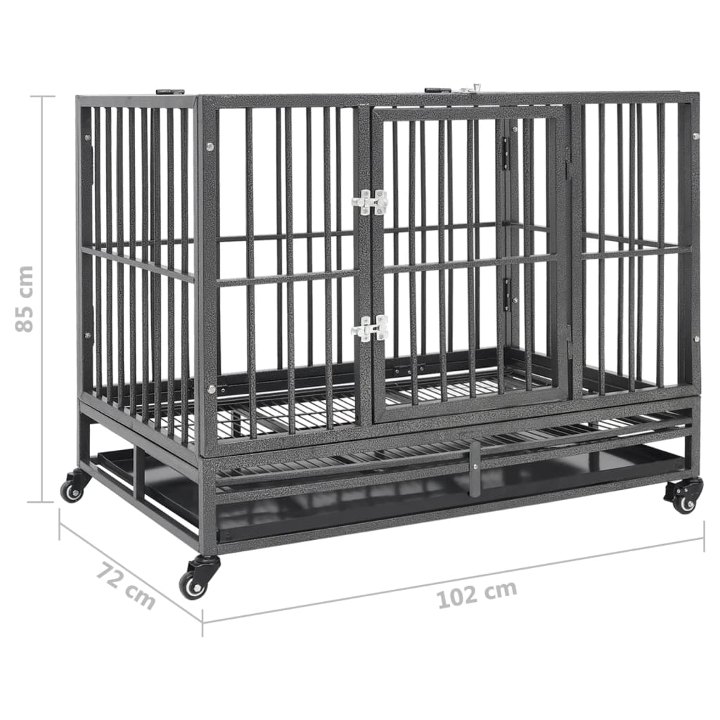 Dog crate with wheels 102x72x85 cm steel