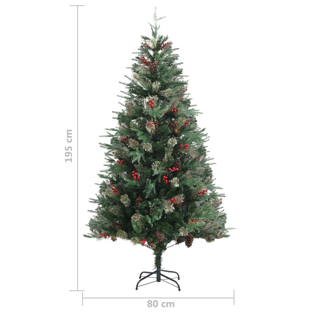 Christmas tree with pine cones 195 cm PVC and PE green