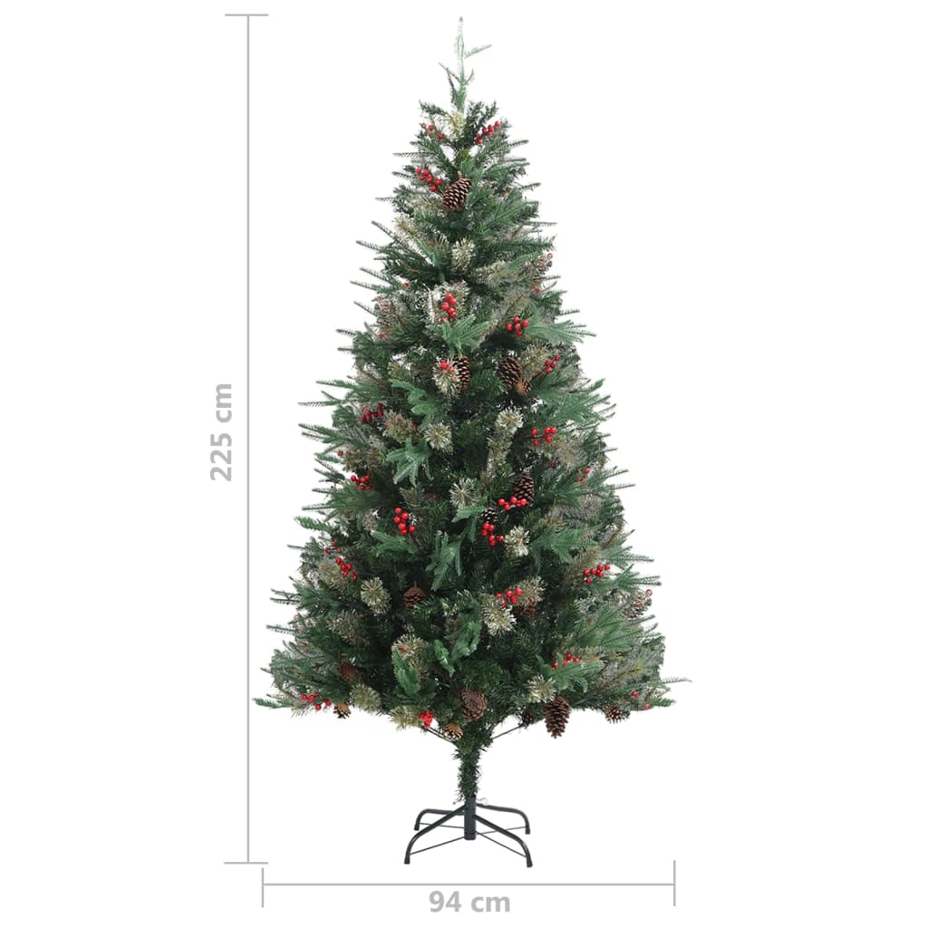Christmas tree with pine cones 225 cm PVC and PE green