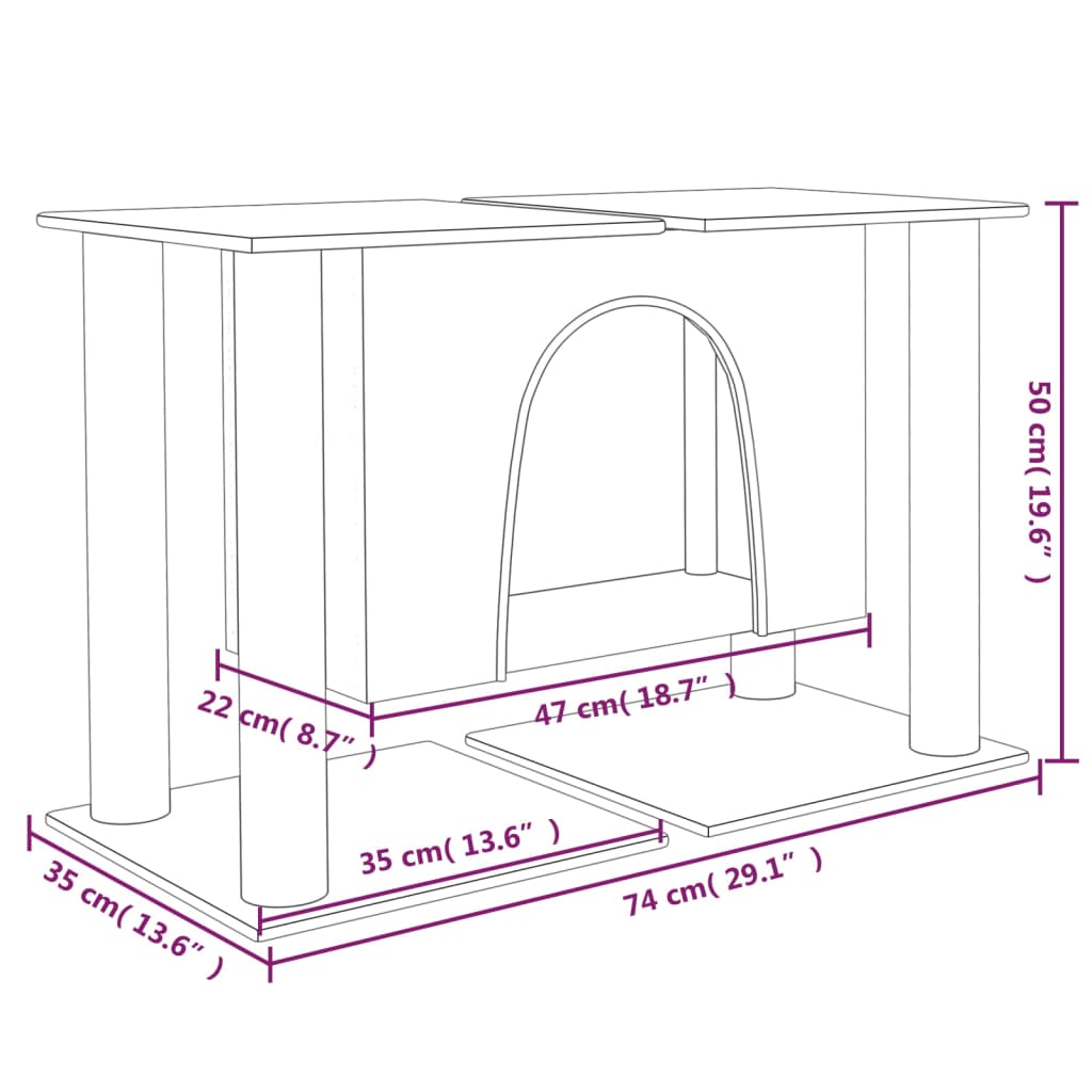 Cat furniture with sisal scratching posts 50 cm light gray