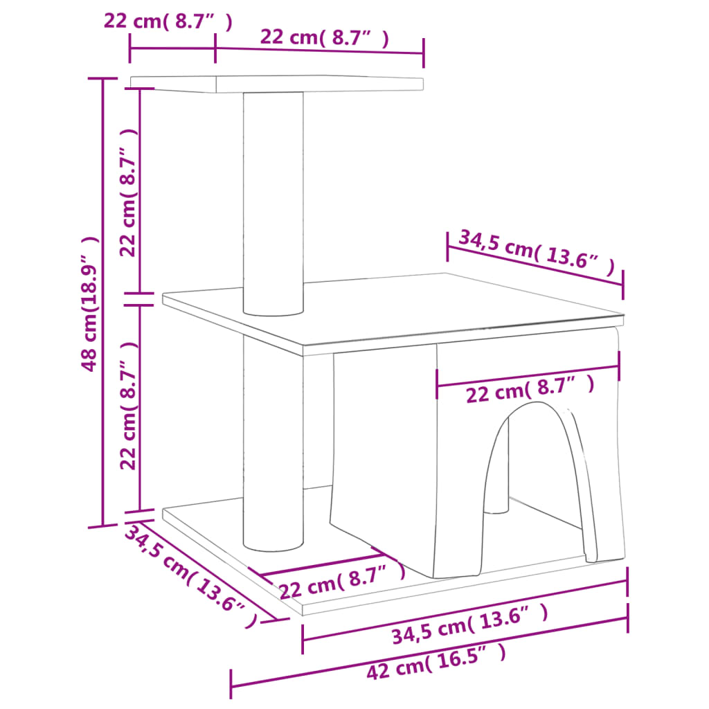 Cat furniture with sisal scratching posts 48 cm light gray