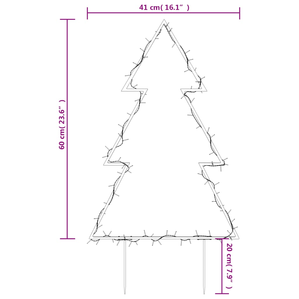Christmas lights Christmas tree with ground spikes 80 LEDs 60 cm