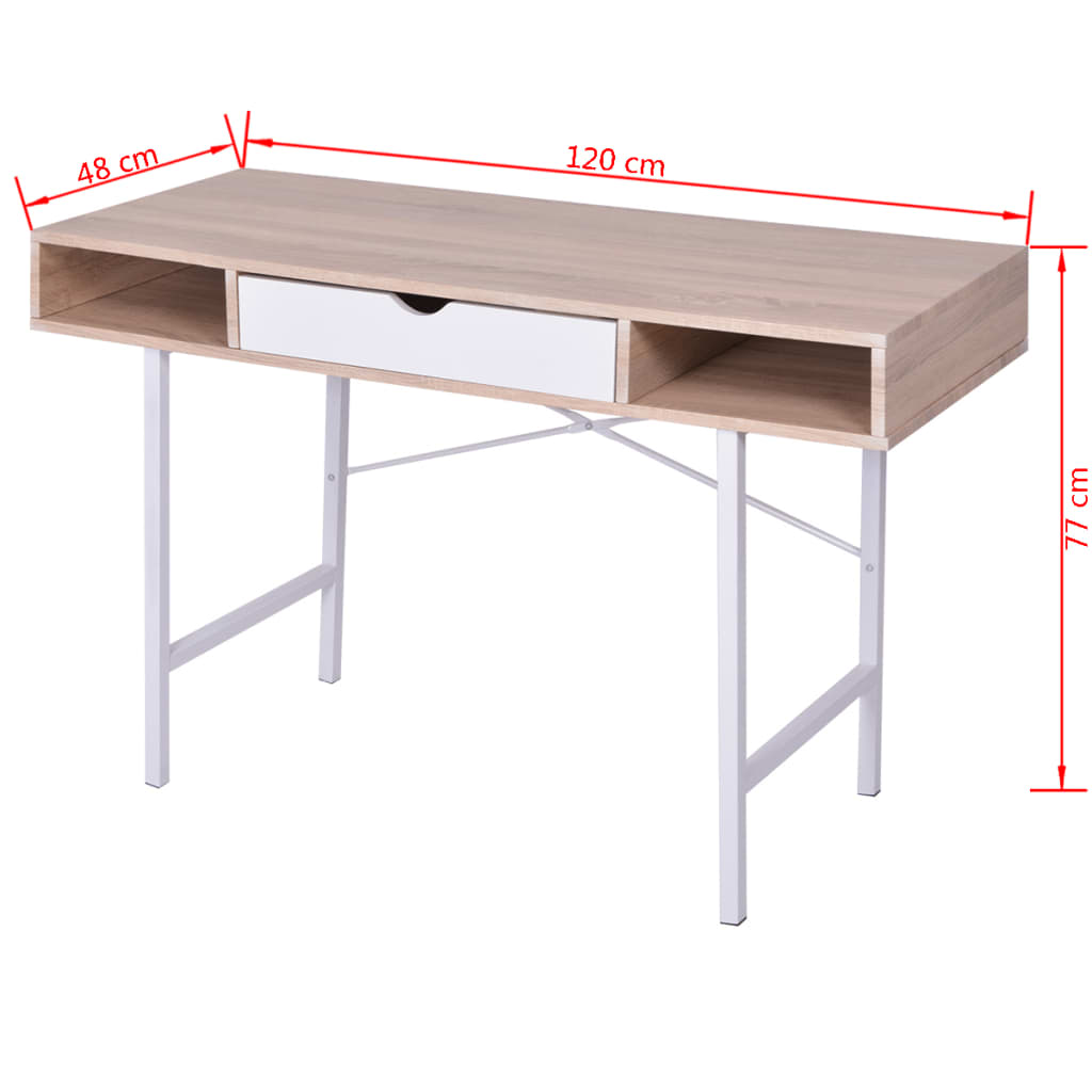 desk with 1 drawer oak and white