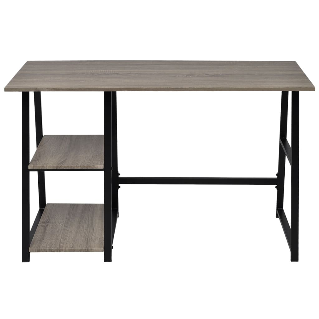 Desk with 2 shelves, grey and oak colour