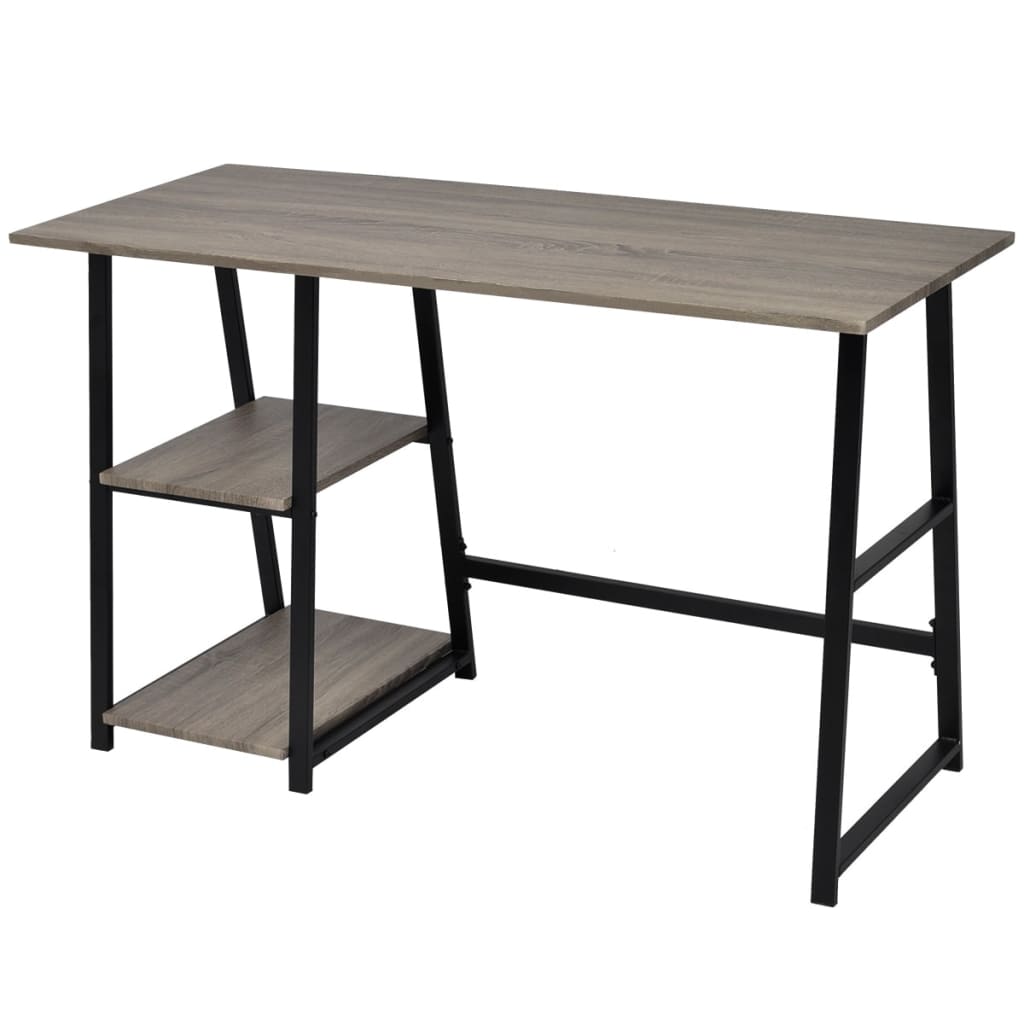 Desk with 2 shelves, grey and oak colour
