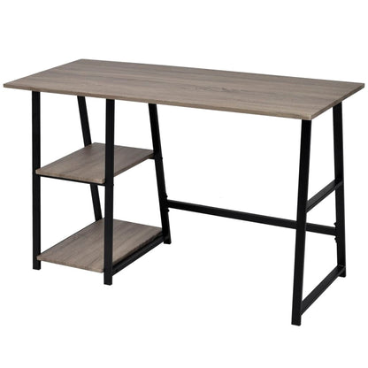 Desk with 2 shelves, grey and oak colour