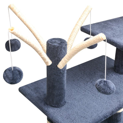 Cat scratching post with sisal scratching posts 125 cm dark blue