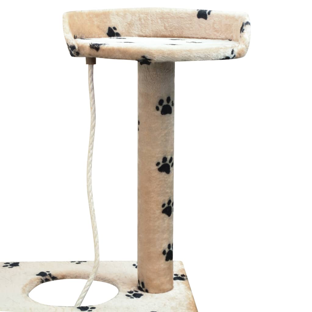 Cat scratching post with sisal scratching posts 150 cm paw prints beige